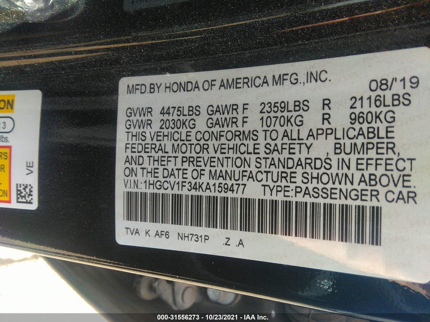 Honda Accord sedan 2019