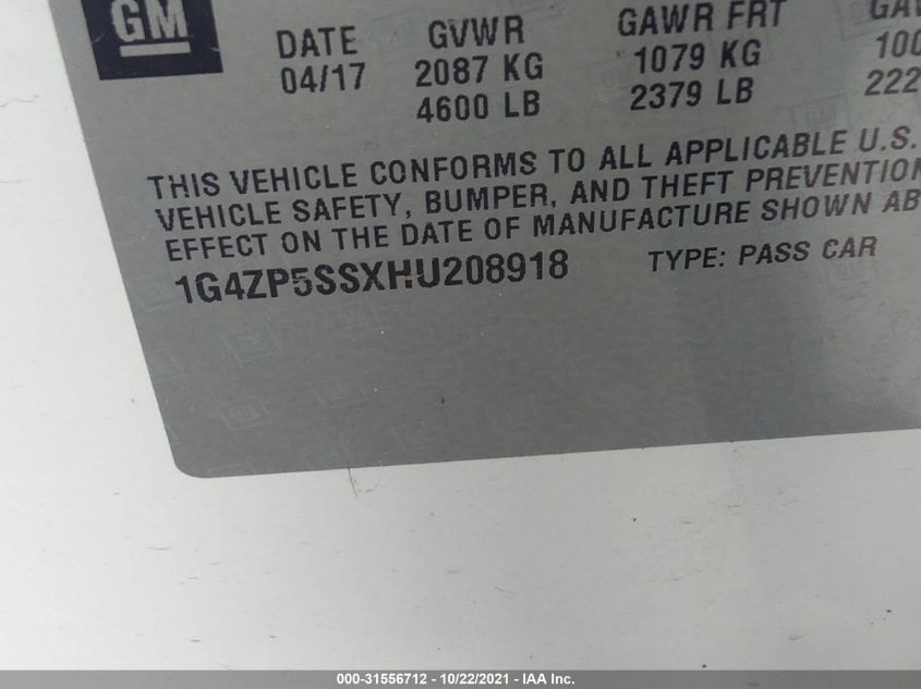2017 BUICK LACROSSE ESSENCE 1G4ZP5SSXHU208918