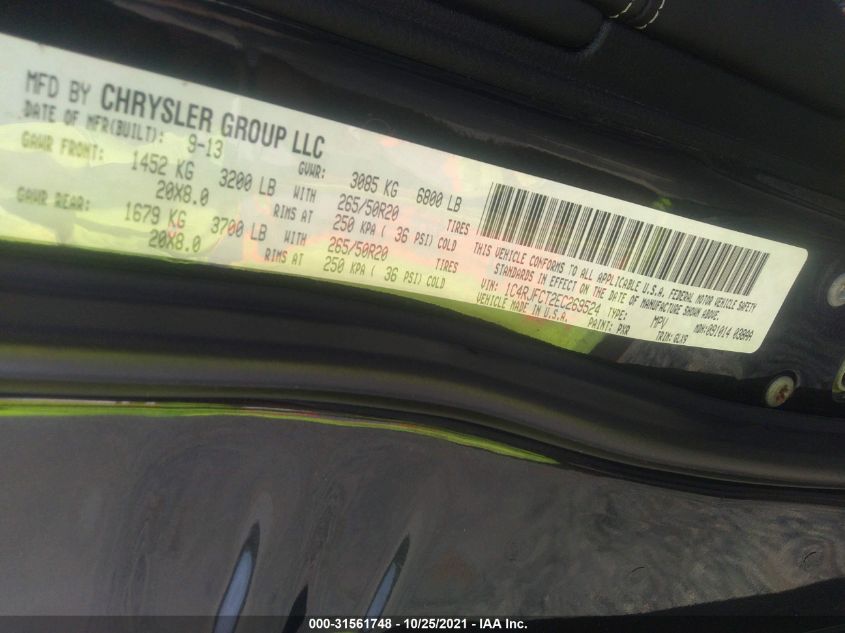 2014 JEEP GRAND CHEROKEE OVERLAND 1C4RJFCT2EC269524