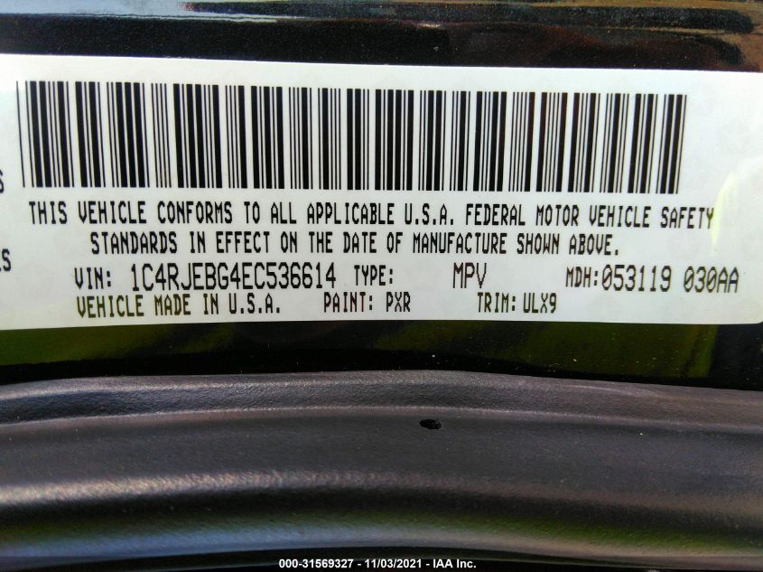 2014 JEEP GRAND CHEROKEE LIMITED 1C4RJEBG4EC536614
