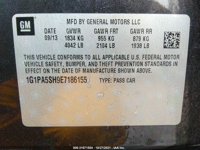 2014 CHEVROLET CRUZE LS 1G1PA5SH9E7186155