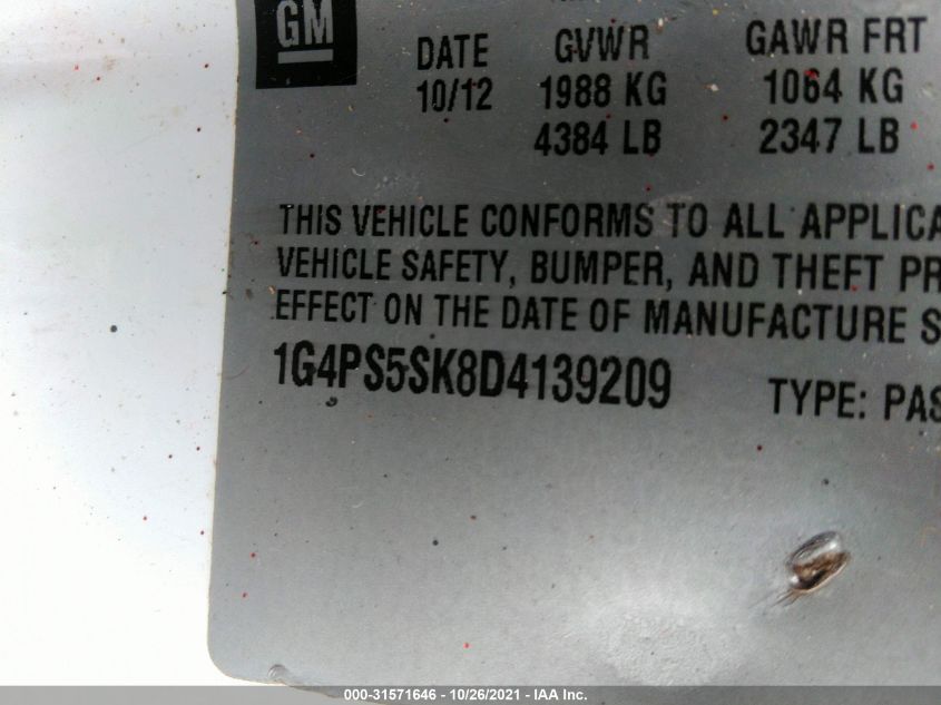 2013 BUICK VERANO LEATHER GROUP 1G4PS5SK8D4139209