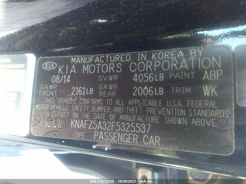 2015 KIA FORTE 5-DOOR SX KNAFZ5A32F5325537