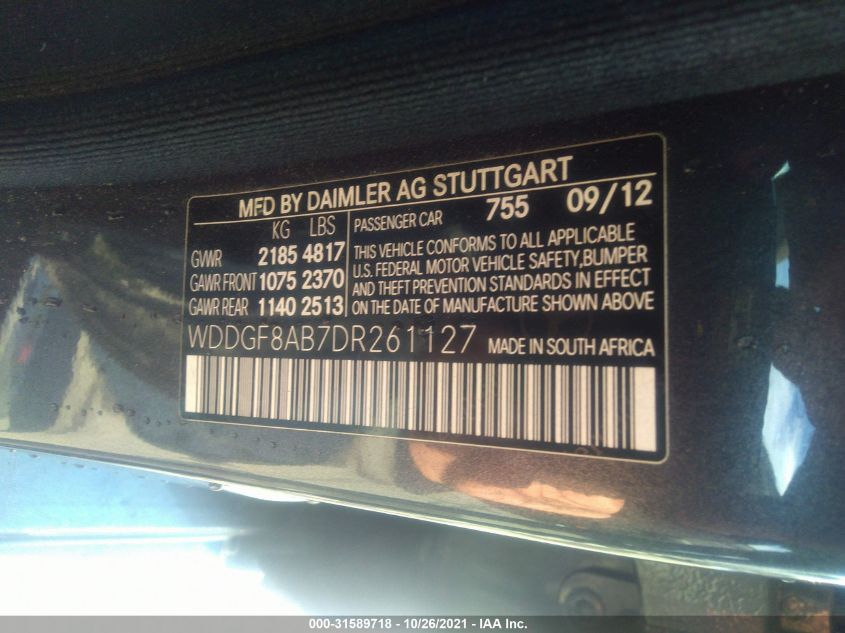 2013 MERCEDES-BENZ C-CLASS C 300 WDDGF8AB7DR261127