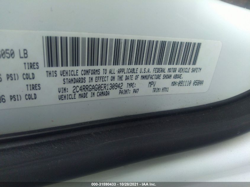 2014 RAM CARGO VAN TRADESMAN 2C4RRGAG0ER130942