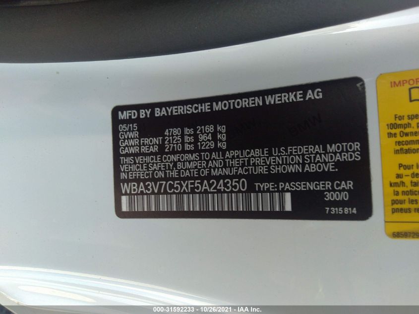 2015 BMW 4 SERIES 428I WBA3V7C5XF5A24350