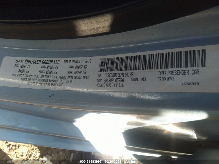 2014 CHRYSLER 200 TOURING 1C3CCBBG1EN114193