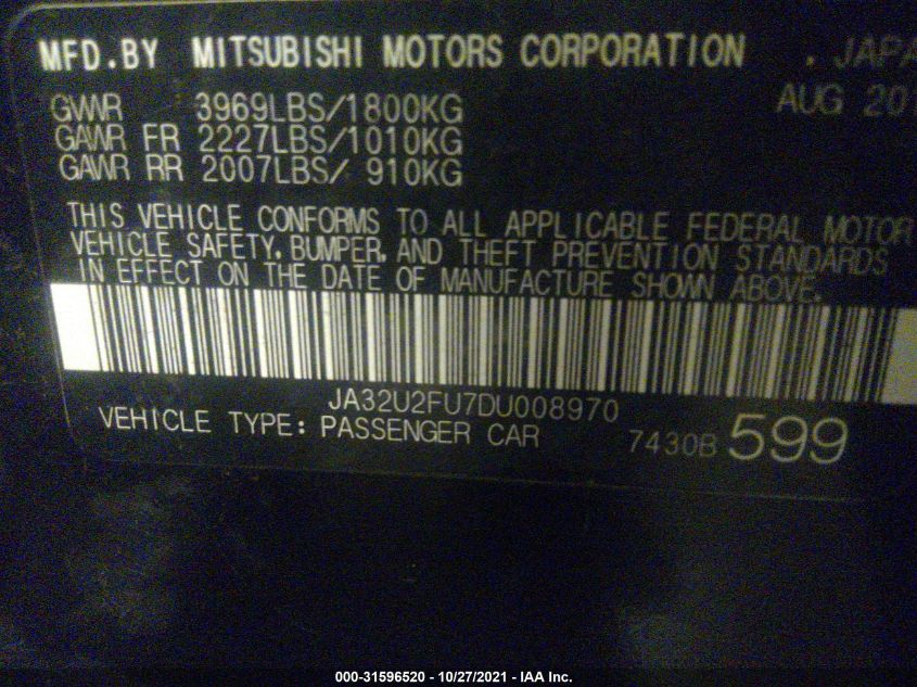 2013 MITSUBISHI LANCER ES JA32U2FU7DU008970