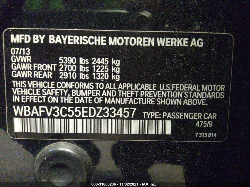 2014 BMW 5 SERIES 535D XDRIVE WBAFV3C55EDZ33457