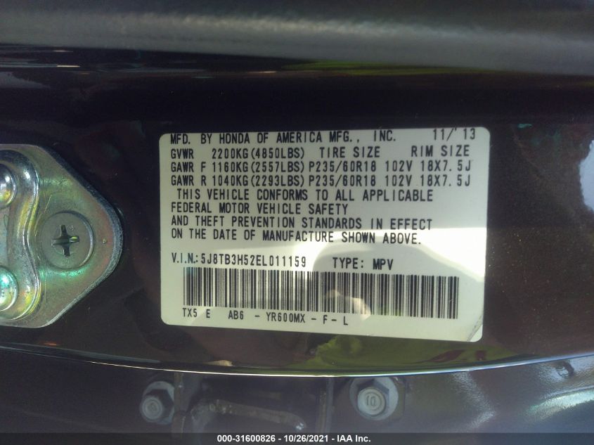 2014 ACURA RDX TECH PKG 5J8TB3H52EL011159