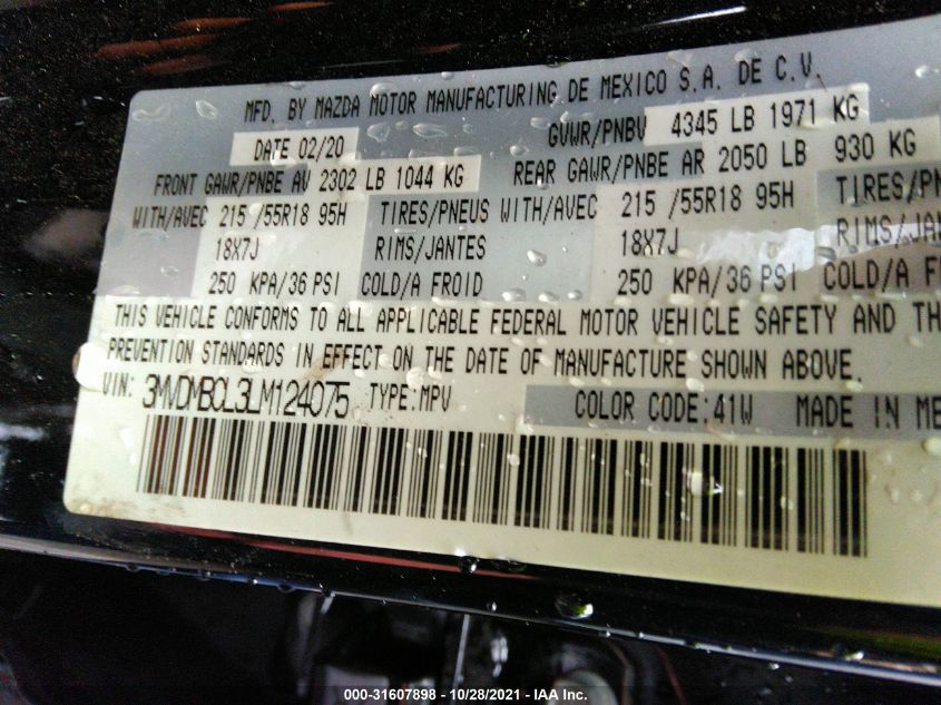 2020 MAZDA CX-30 SELECT PACKAGE 3MVDMBCL3LM124075
