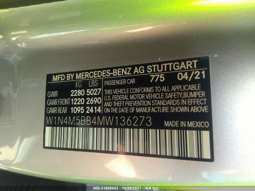 2021 MERCEDES-BENZ GLB AMG GLB 35 W1N4M5BB4MW136273