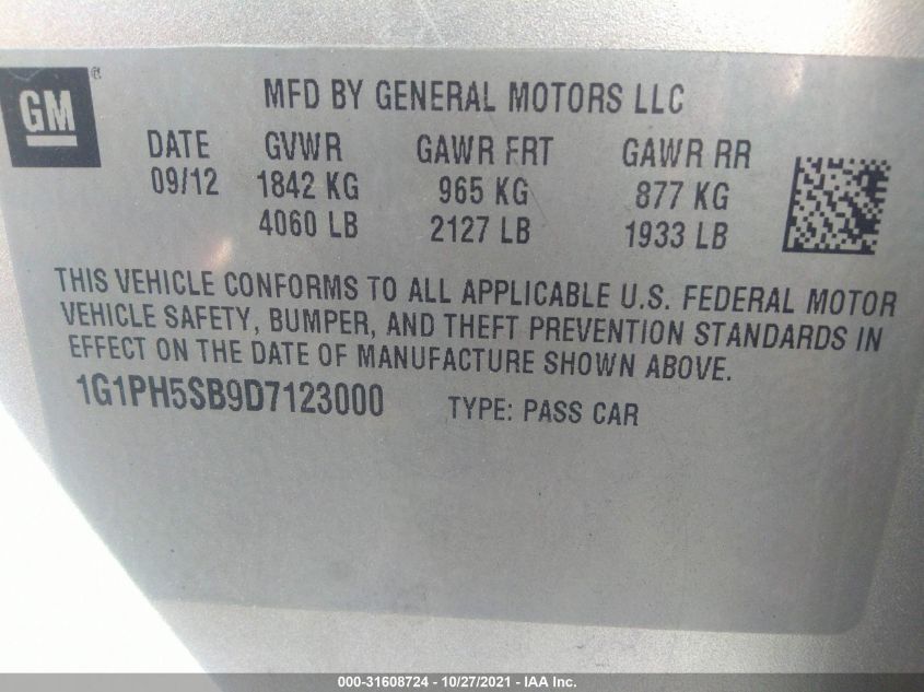 2013 CHEVROLET CRUZE ECO 1G1PH5SB9D7123000