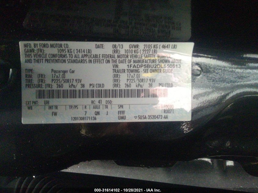2013 FORD C-MAX HYBRID SEL 1FADP5BU2DL550613