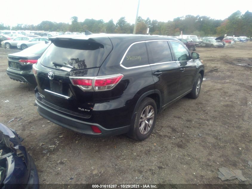 2015 TOYOTA HIGHLANDER XLE 5TDJKRFH1FS146042