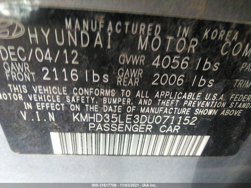 2013 HYUNDAI ELANTRA GT KMHD35LE3DU071152