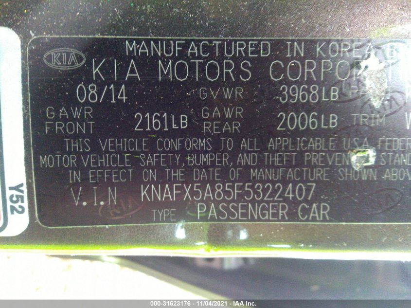 2015 KIA FORTE 5-DOOR EX KNAFX5A85F5322407