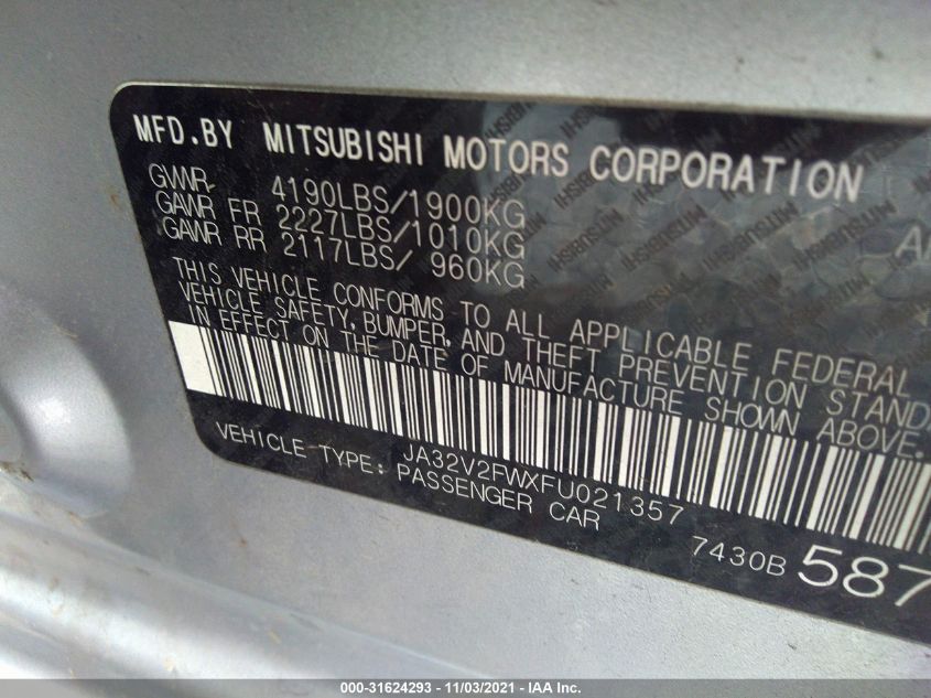 2015 MITSUBISHI LANCER SE JA32V2FWXFU021357