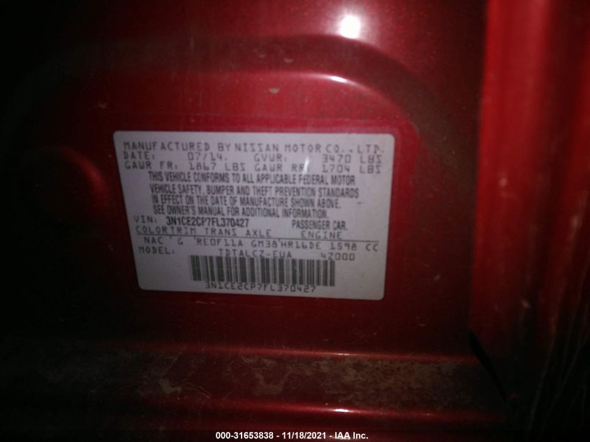 2015 NISSAN VERSA NOTE S PLUS 3N1CE2CP7FL370427