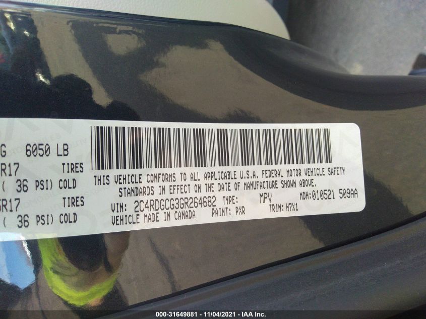 2016 DODGE GRAND CARAVAN SXT 2C4RDGCG3GR264682