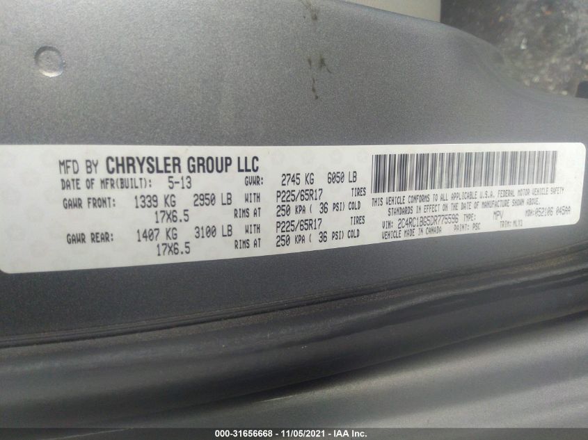 2013 CHRYSLER TOWN & COUNTRY TOURING 2C4RC1BG5DR775596
