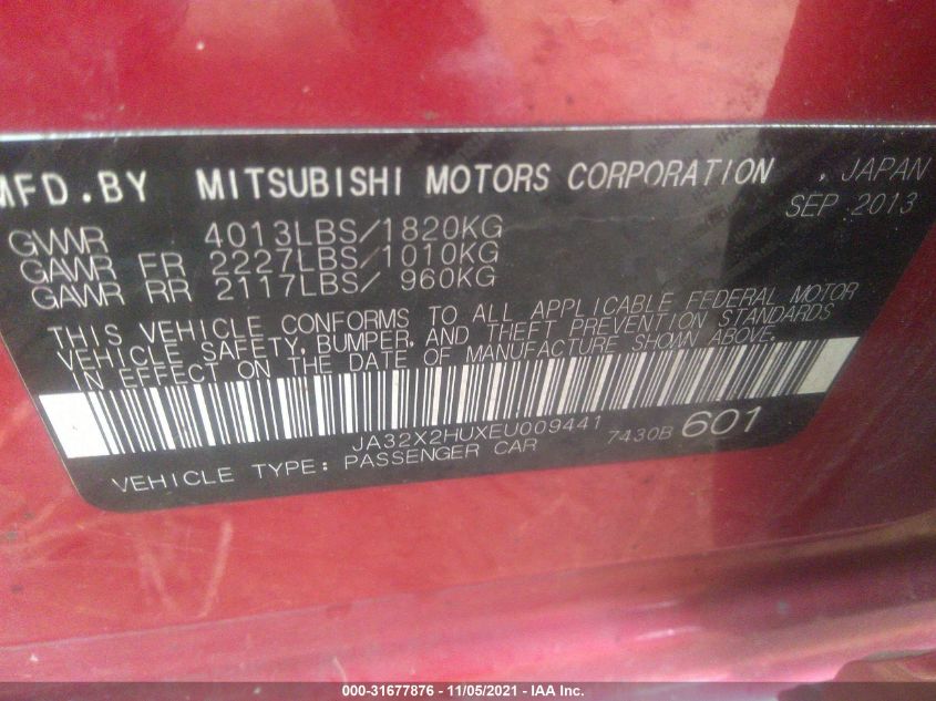 2014 MITSUBISHI LANCER SPORTBACK ES JA32X2HUXEU009441