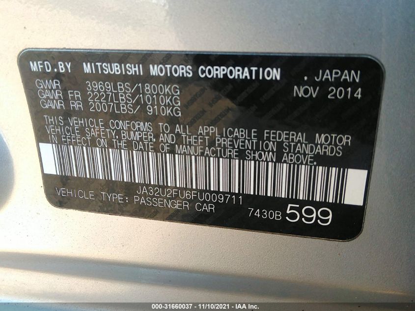 2015 MITSUBISHI LANCER ES JA32U2FU6FU009711