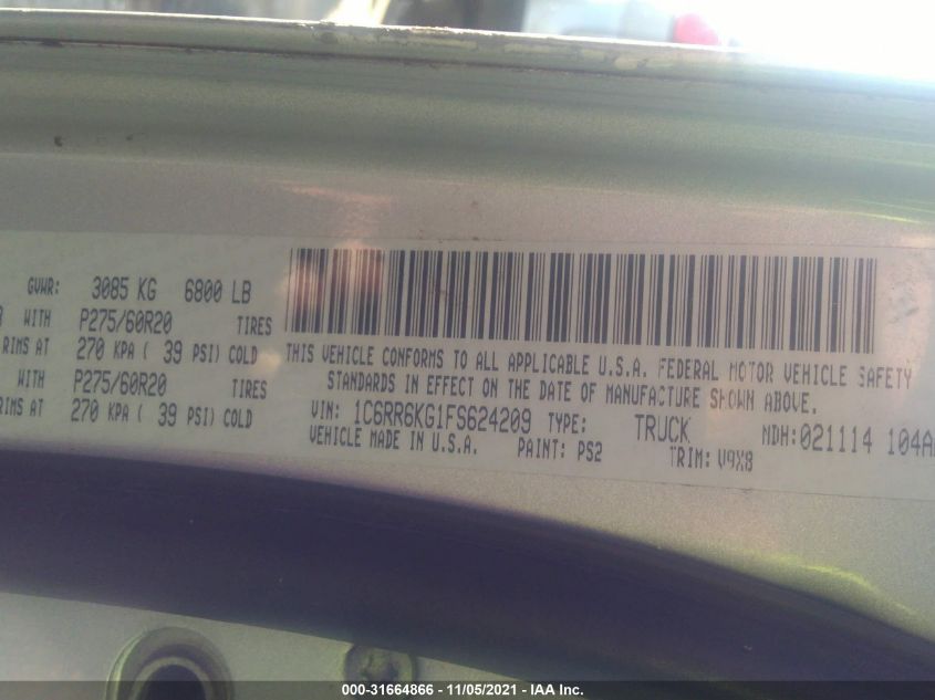 2015 RAM 1500 EXPRESS 1C6RR6KG1FS624209