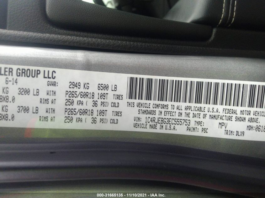 2014 JEEP GRAND CHEROKEE LIMITED 1C4RJEBG3EC555753