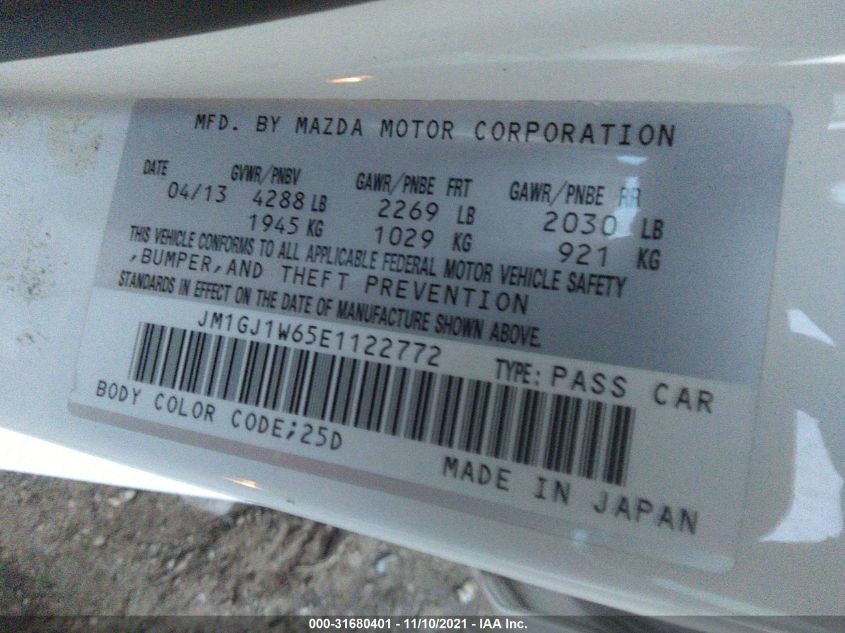2014 MAZDA MAZDA6 I GRAND TOURING JM1GJ1W65E1122772