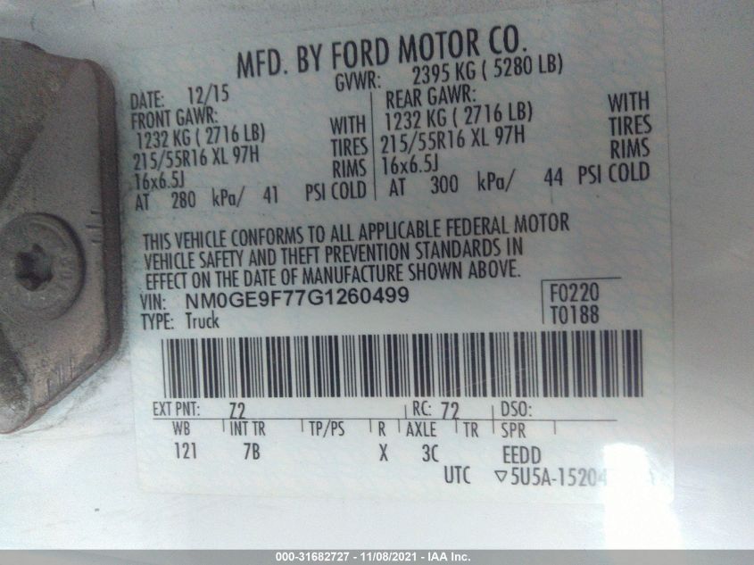2016 FORD TRANSIT CONNECT WAGON XLT NM0GE9F77G1260499