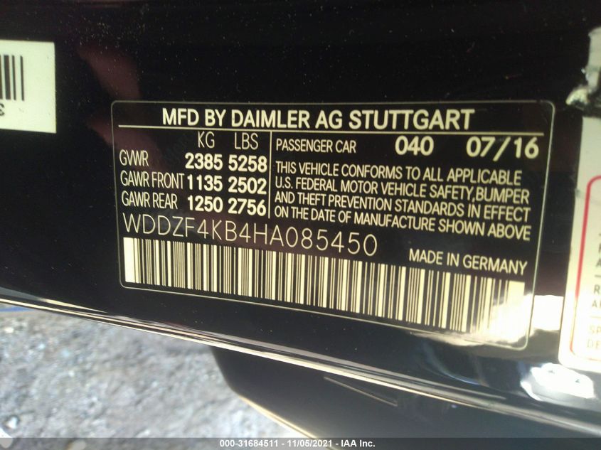 WDDZF4KB4HA085450 2017 MERCEDES-BENZ E-CLASS, photo no. 9