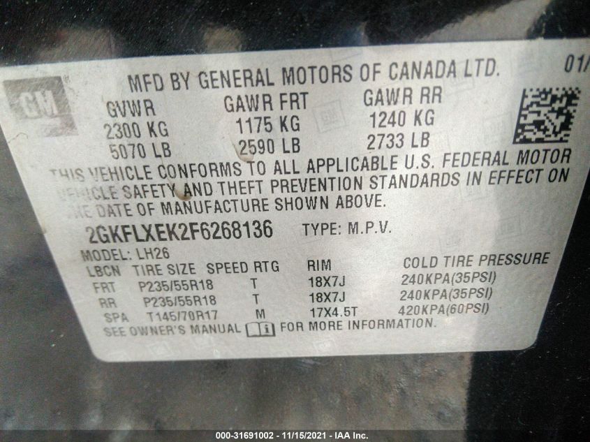 2015 GMC TERRAIN SLT 2GKFLXEK2F6268136