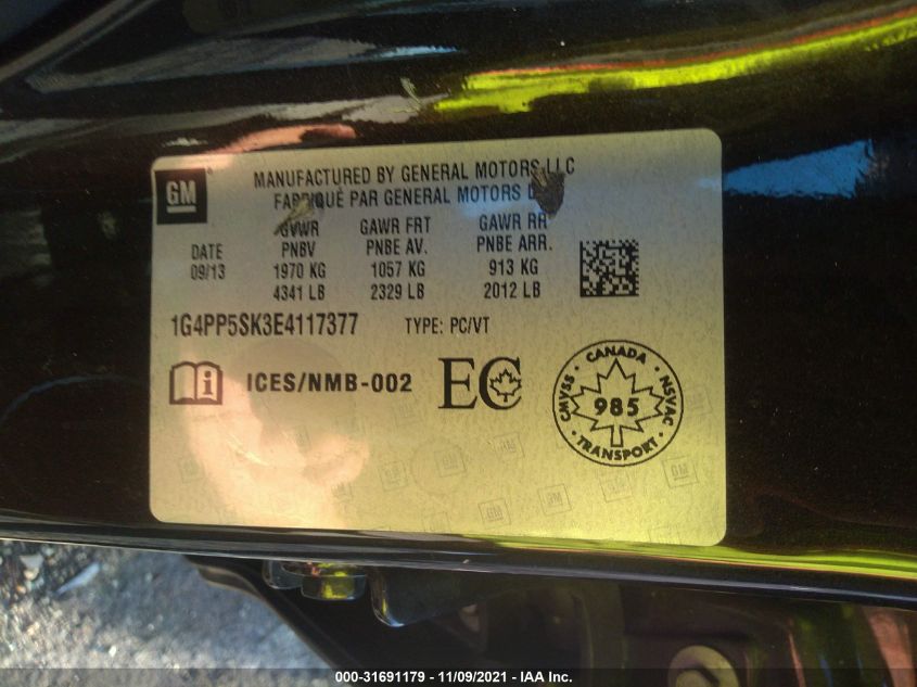 2014 BUICK VERANO 1G4PP5SK3E4117377