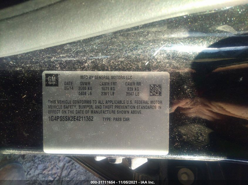 2014 BUICK VERANO LEATHER GROUP 1G4PS5SK2E4211362