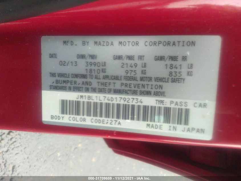 2013 MAZDA MAZDA3 I TOURING JM1BL1L74D1792734