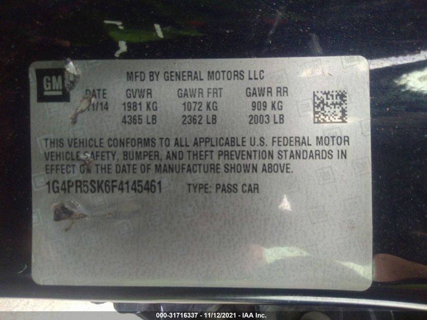 2015 BUICK VERANO CONVENIENCE GROUP 1G4PR5SK6F4145461
