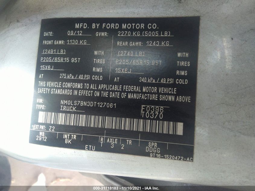 2013 FORD TRANSIT CONNECT XLT NM0LS7BN3DT127061
