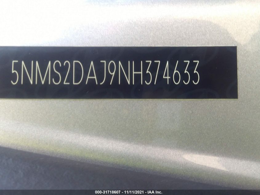 2022 HYUNDAI SANTA FE SEL 5NMS2DAJ9NH374633