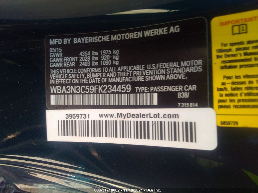 2015 BMW 4 SERIES 428I WBA3N3C59FK234459