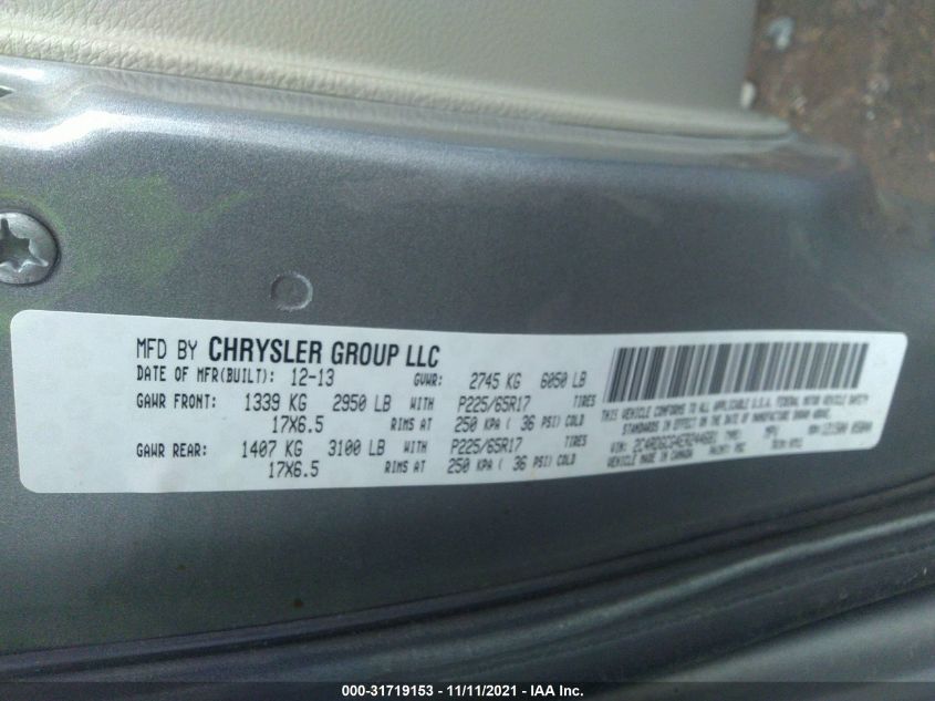 2014 DODGE GRAND CARAVAN SXT 2C4RDGCG4ER244681
