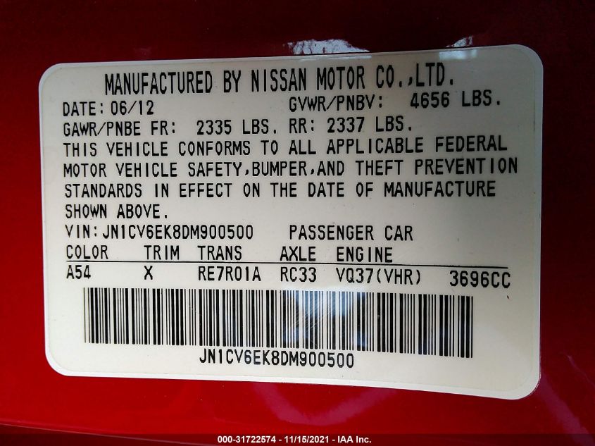 2013 INFINITI G37 COUPE JOURNEY JN1CV6EK8DM900500