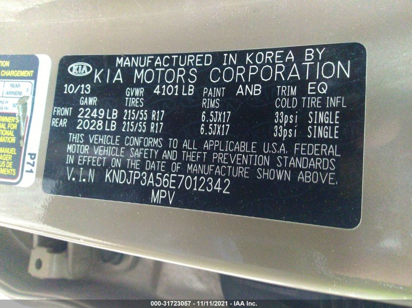 2014 KIA SOUL + KNDJP3A56E7012342