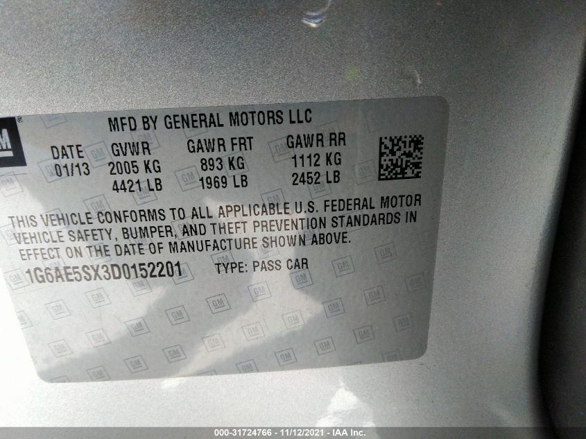 2013 CADILLAC ATS PREMIUM 1G6AE5SX3D0152201