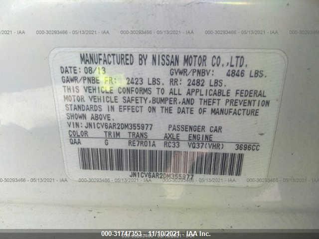 2013 INFINITI G37 SEDAN X JN1CV6AR2DM355977