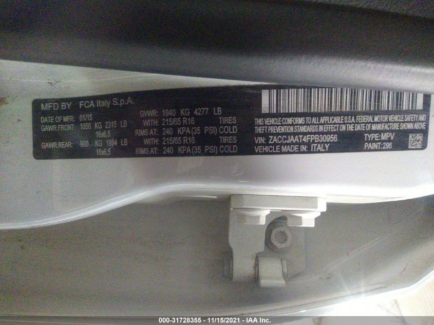 2015 JEEP RENEGADE SPORT ZACCJAAT4FPB30956