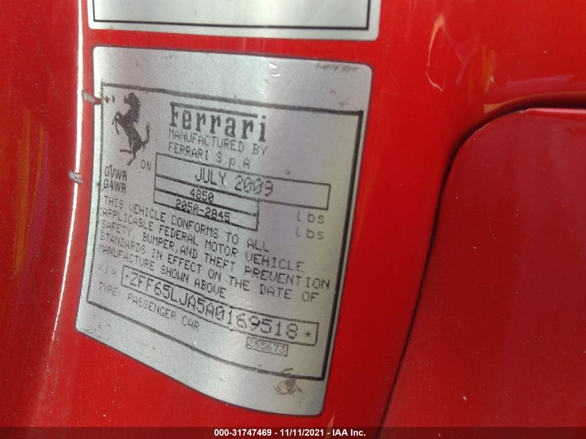 2010 Ferrari California - ZFF65LJA5A0169518