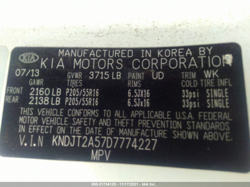2013 KIA SOUL BASE KNDJT2A57D7774227