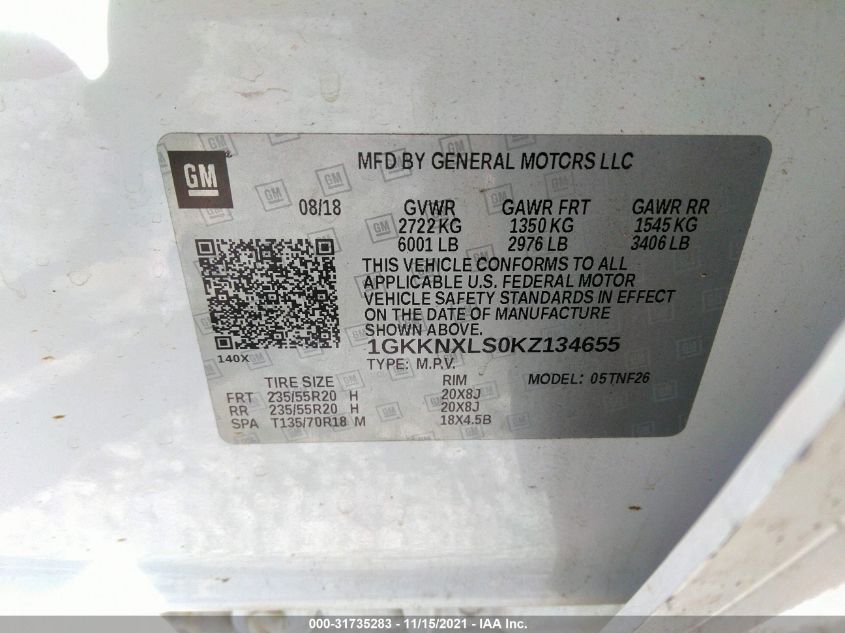 2019 GMC ACADIA DENALI 1GKKNXLS0KZ134655
