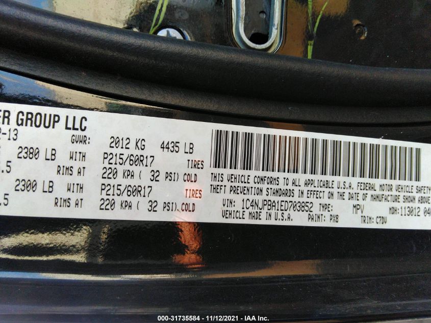2014 JEEP PATRIOT ALTITUDE 1C4NJPBA1ED703852